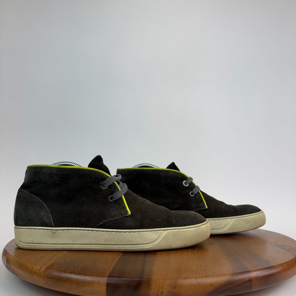 Mens Lanvin Gray Suede Mid Top Comfort Casual Sneakers Shoes Size UK 6 US 7 M